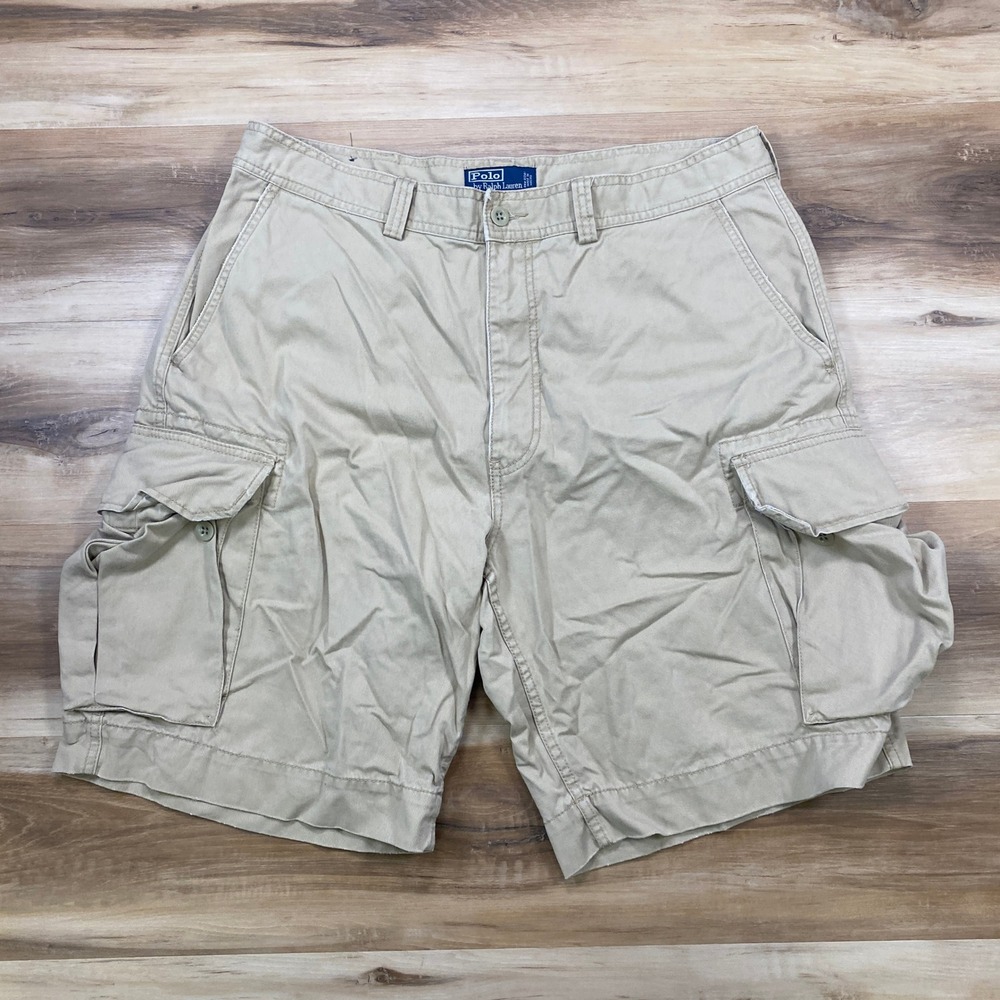 Polo Ralph Lauren Cargo Shorts Size 38 Classic 67 Chino Khaki Cotton Tan Utility